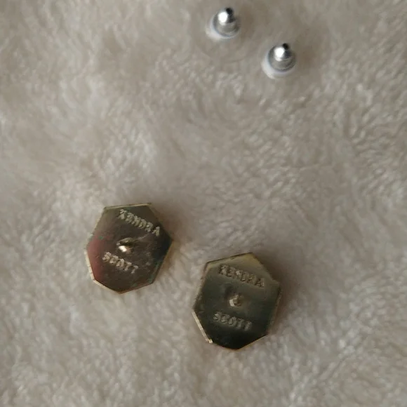 Kendra Scott Taylor Iridescent Drusy Earrings Gold Statement Studs - Picture 3 of 8